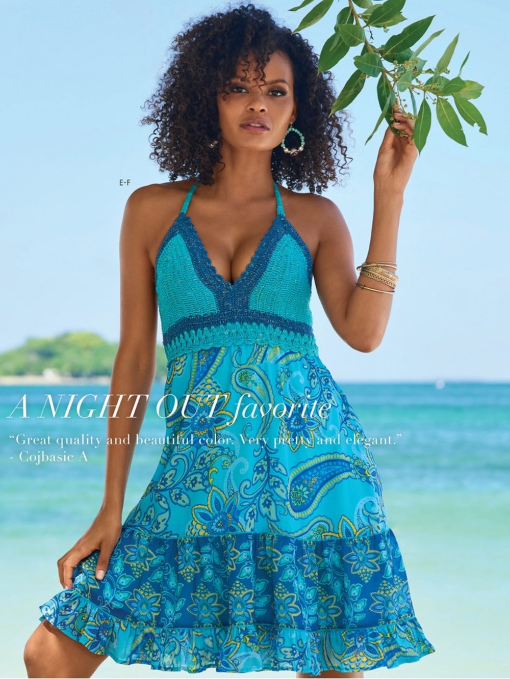 Boston Proper Turquoise Crochet Halter Paisley Dress or Coverup